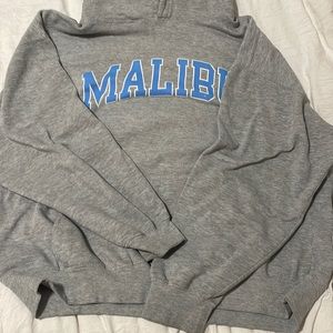 brandy melville hoodie “malibu” grey with blue letters